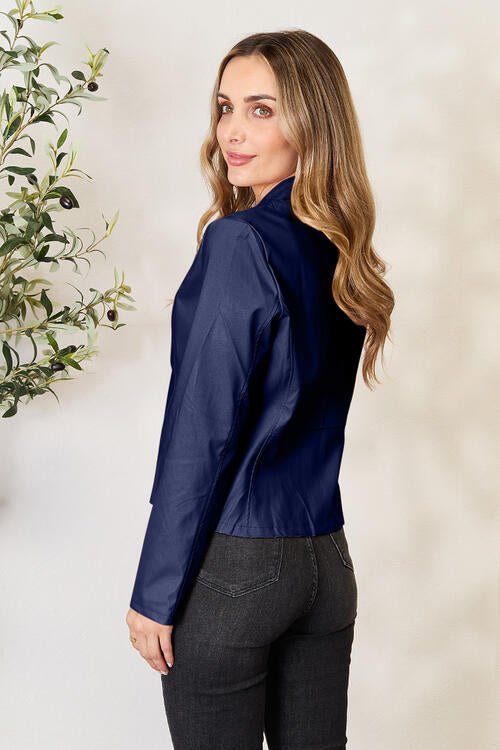 Women's Classic Neck Zip Up Elegant Jacket