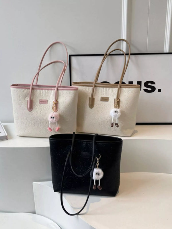 Embossed Pattern Tote Bag Stylish Everyday Handbag