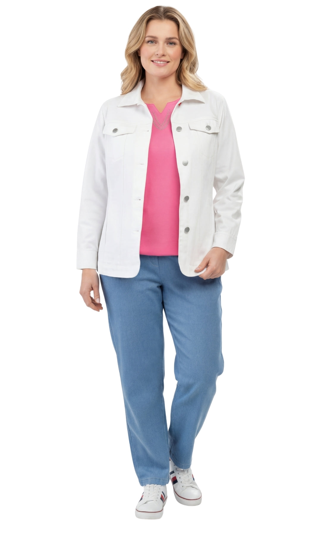 Women's Button Front Brushed Twill Jacket Collar