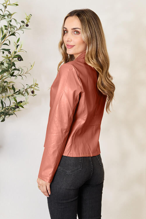 Women's Classic Neck Zip Up Elegant Jacket