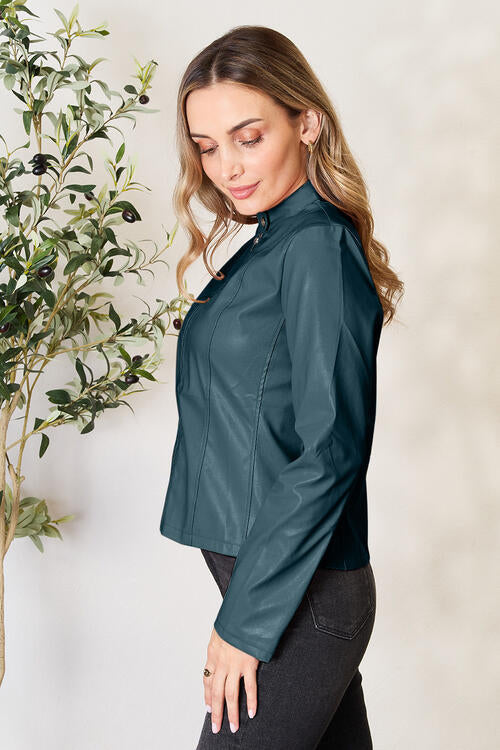 Women's Classic Neck Zip Up Elegant Jacket