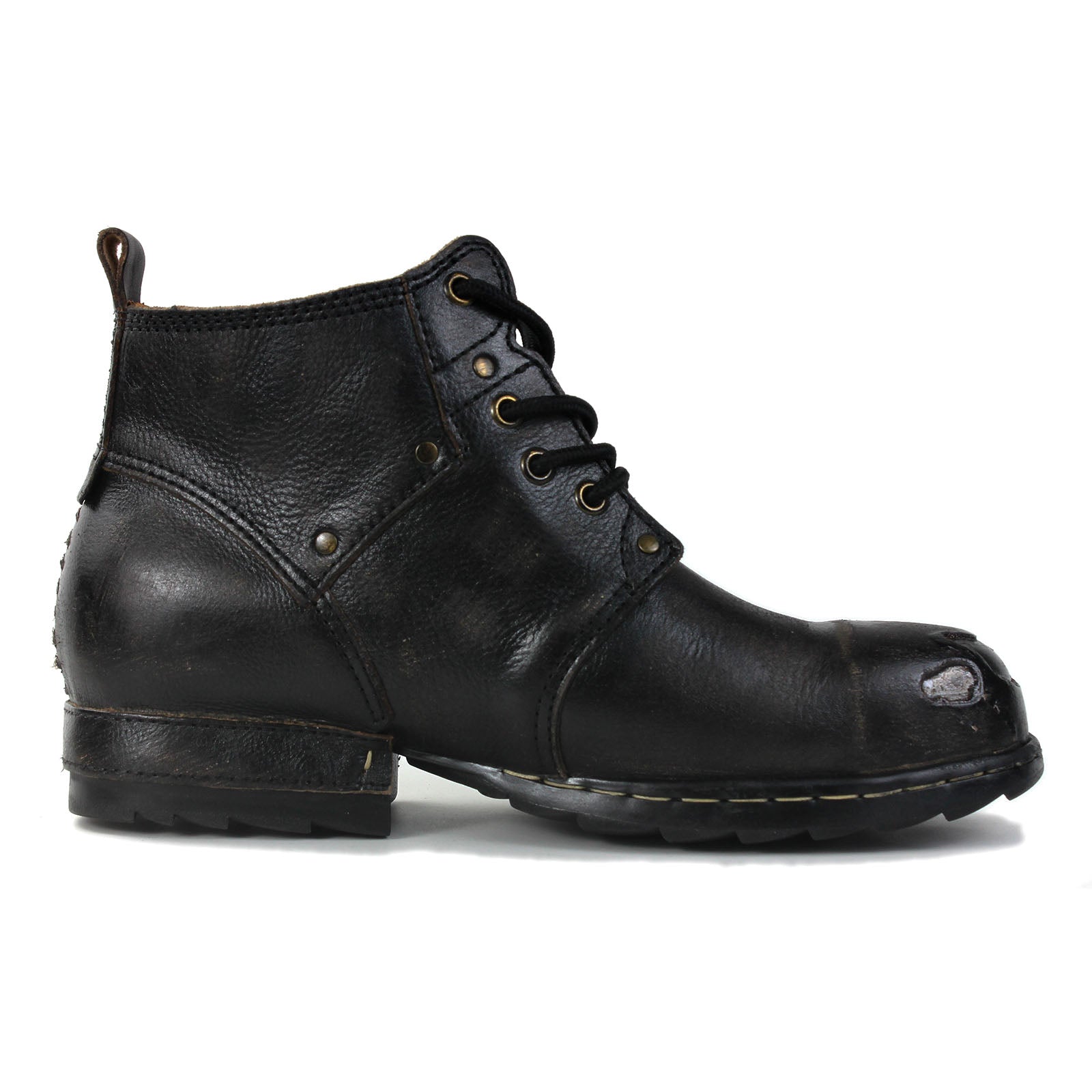 OSSTONE Moto Boots for Men Vintage Zipper-up Retro Leather Chukka Boots Distressed Rock n roll Bike Shoes Punk Boots OS-6015-3-E