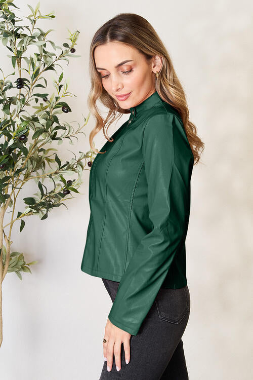 Women's Classic Neck Zip Up Elegant Jacket