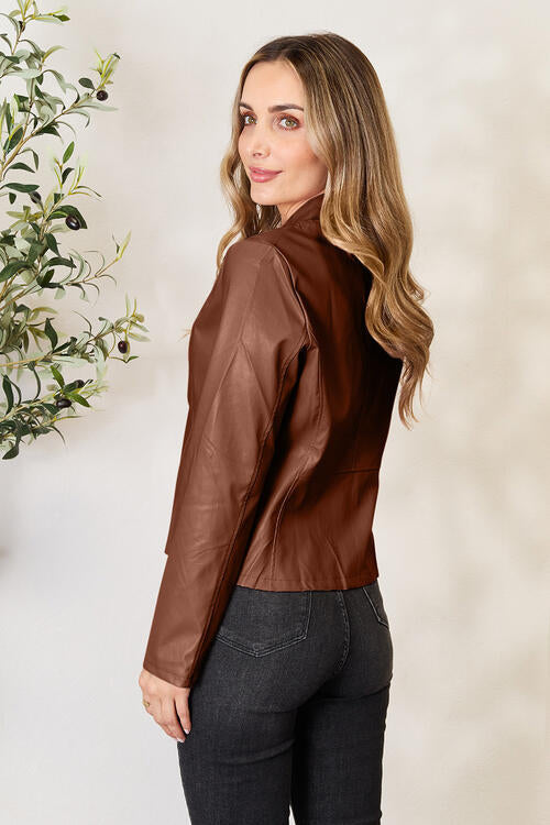Women's Classic Neck Zip Up Elegant Jacket