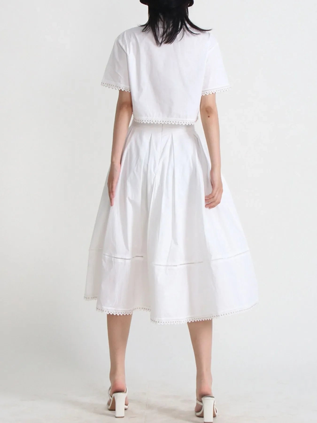 Women's Short Sleeve Shirt Skirt Two Piece Set
