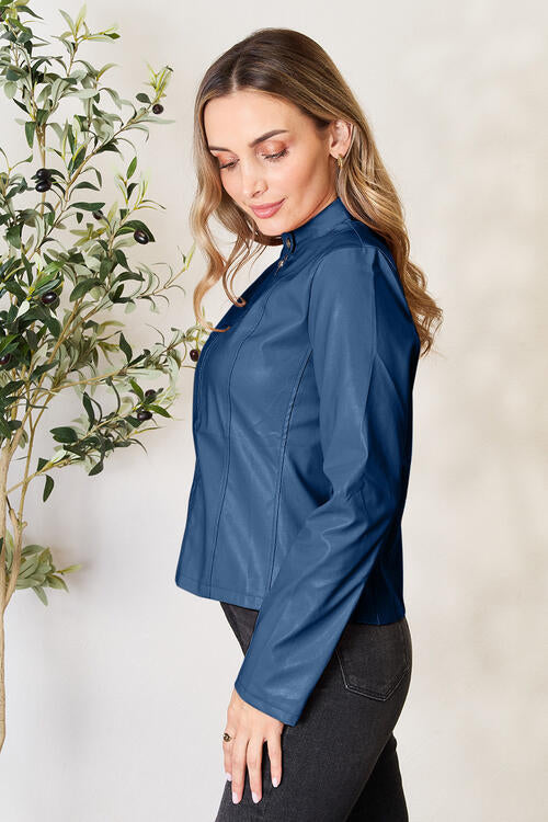 Women's Classic Neck Zip Up Elegant Jacket