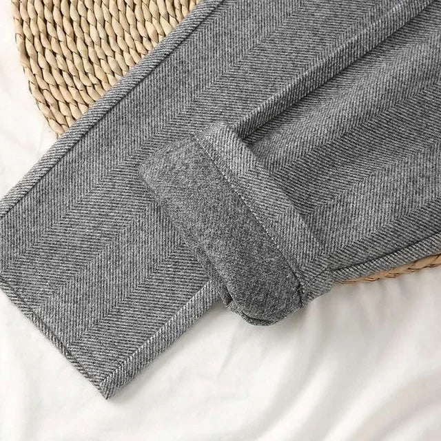 Women's High Waisted Woolen Harem Pencil Pants