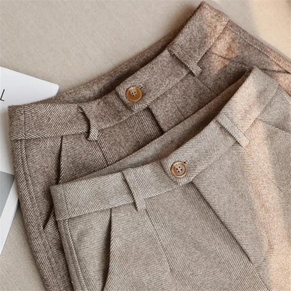 Women's High Waisted Woolen Harem Pencil Pants