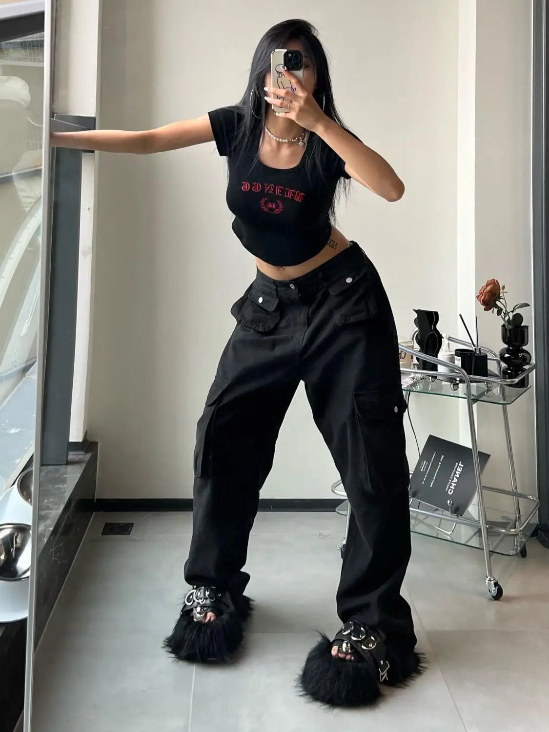 Women's Vintage Brown Cargo Pants Baggy Streetwear