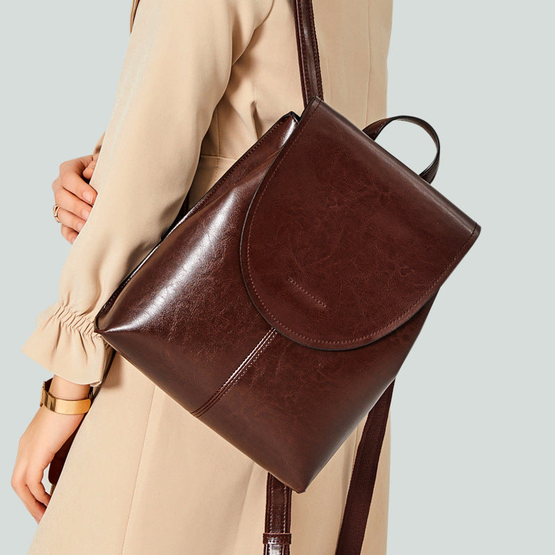 Top Grain Leather Backpack Women City Backpack Natural Cowhide Leather Travel Backpack Stylish Shoulder Bag Christmas Gift SX2612-1