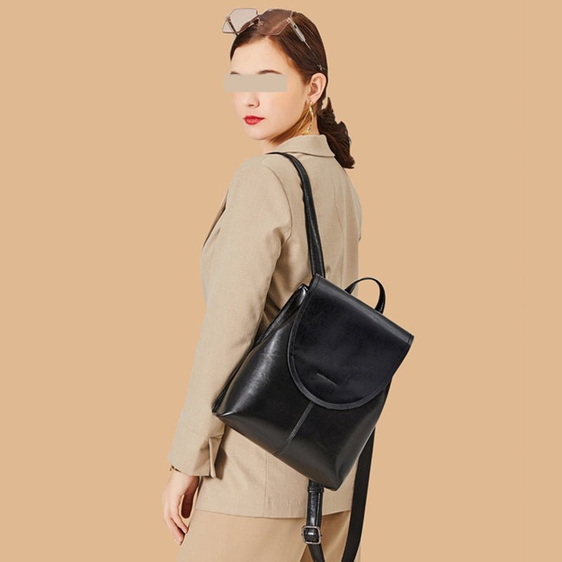 Top Grain Leather Backpack Women City Backpack Natural Cowhide Leather Travel Backpack Stylish Shoulder Bag Christmas Gift SX2612-1