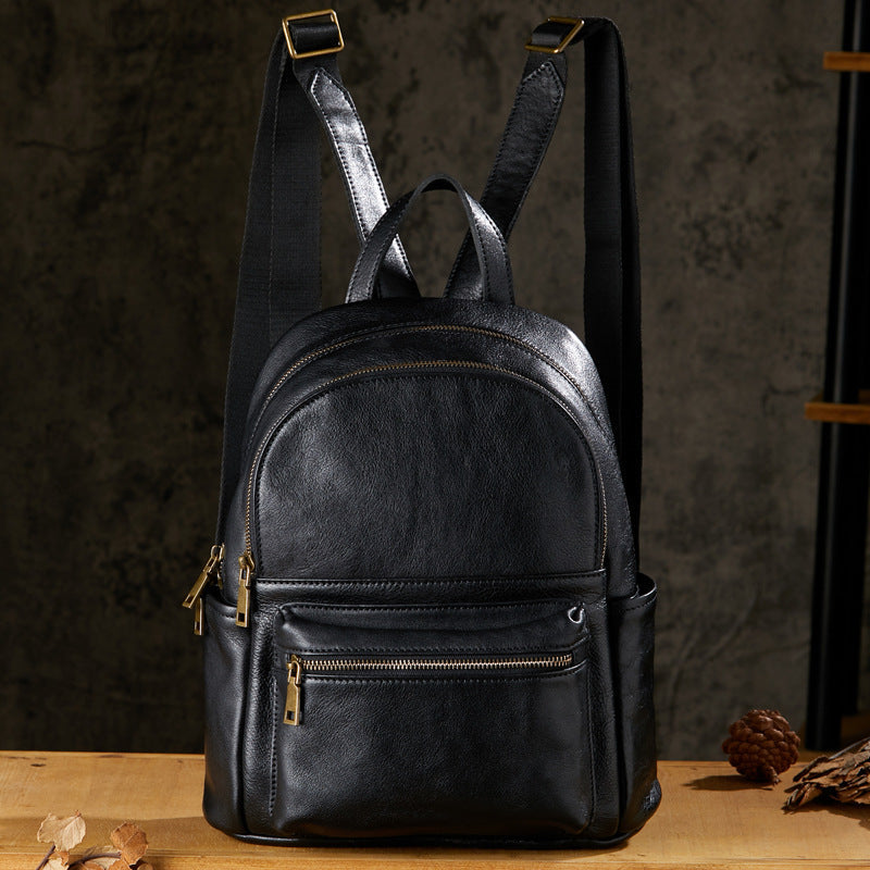 Women's Full Grain Leather Backpack Genuine Leather College Bag for Work or Travel