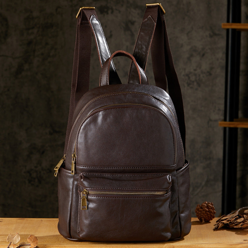 Women's Full Grain Leather Backpack Genuine Leather College Bag for Work or Travel