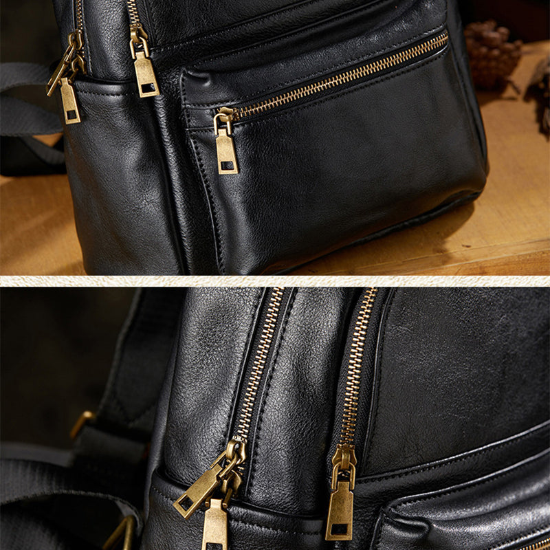 Women's Full Grain Leather Backpack Genuine Leather College Bag for Work or Travel