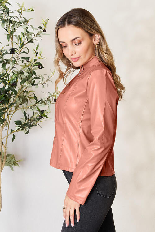 Women's Classic Neck Zip Up Elegant Jacket