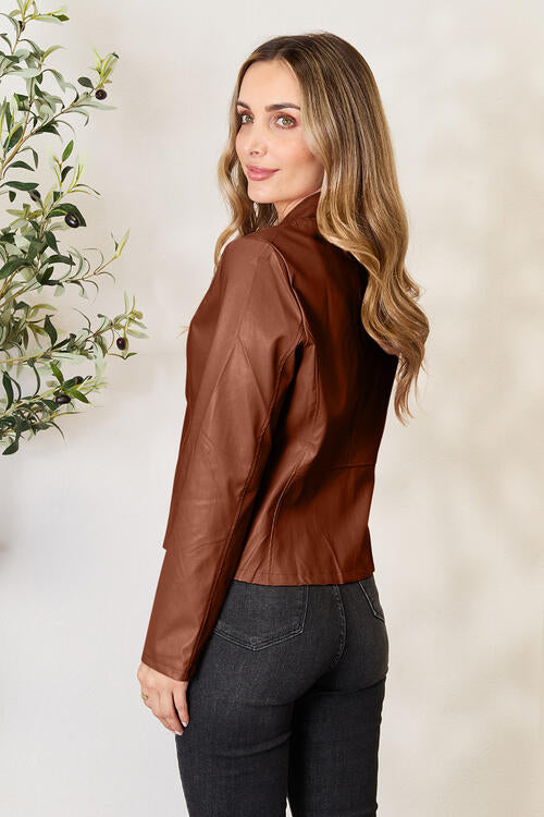 Women's Classic Neck Zip Up Elegant Jacket