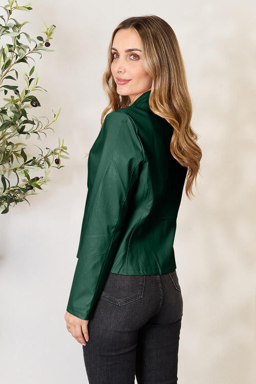 Women's Classic Neck Zip Up Elegant Jacket