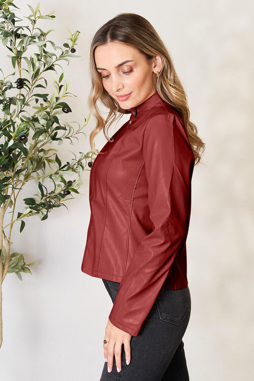 Women's Classic Neck Zip Up Elegant Jacket