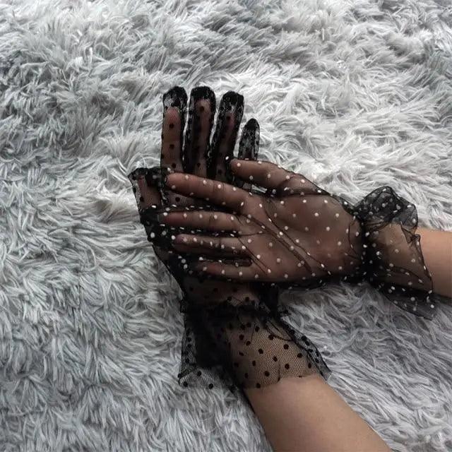 Women's Black Stretchy Summer Gloves One Size