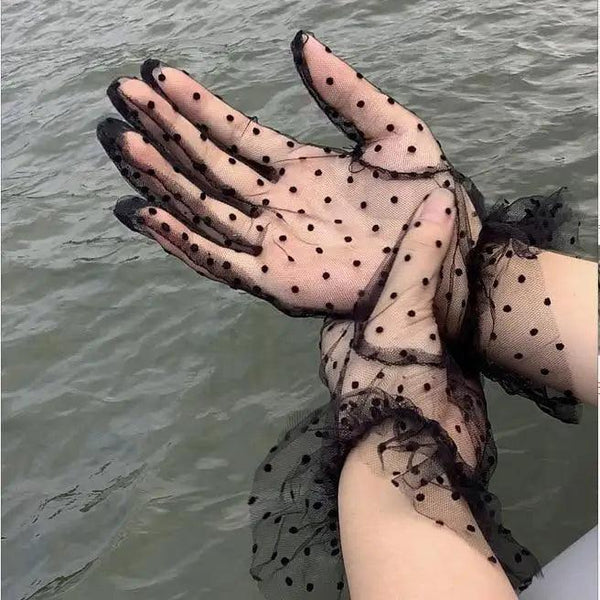 Women's Black Stretchy Summer Gloves One Size