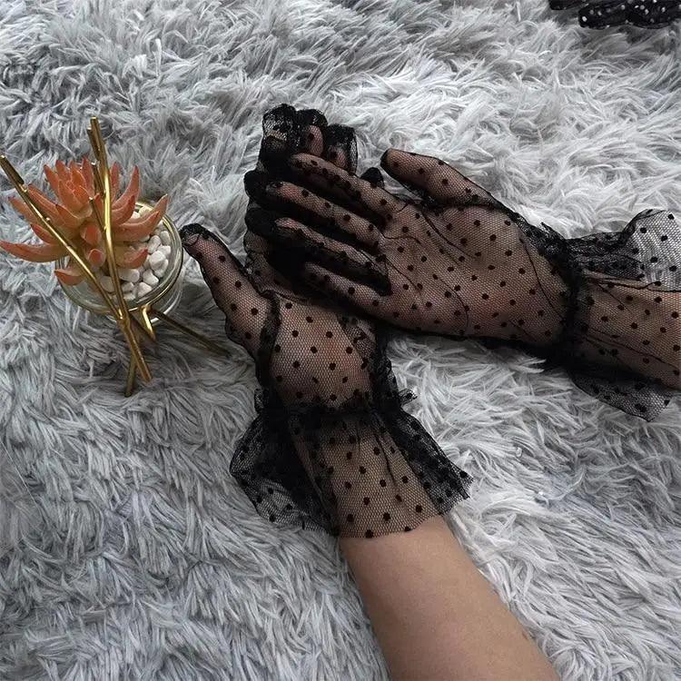Women's Black Stretchy Summer Gloves One Size