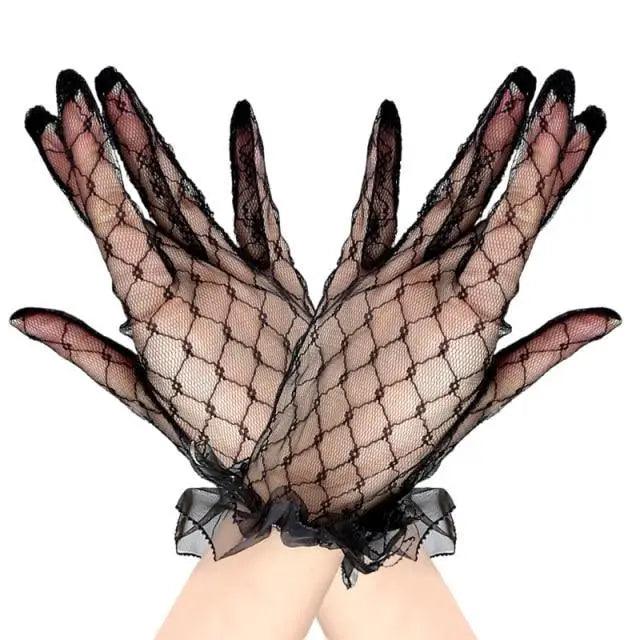 Women's Black Stretchy Summer Gloves One Size