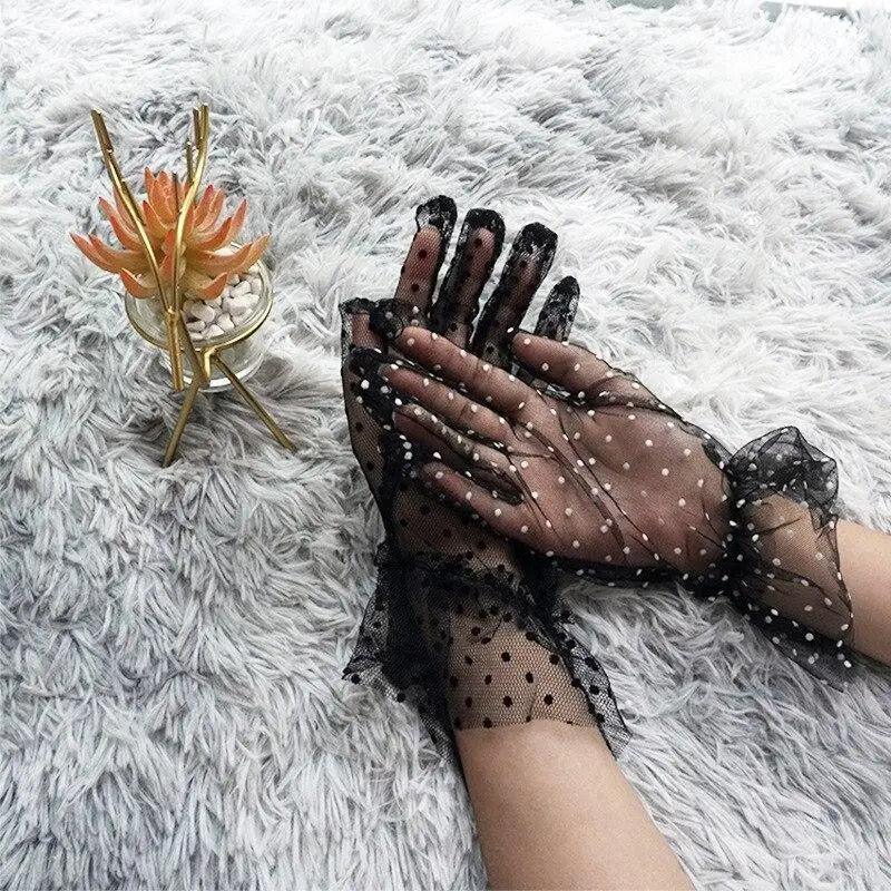 Women's Black Stretchy Summer Gloves One Size