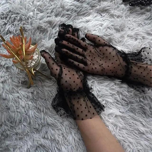 Women's Black Stretchy Summer Gloves One Size