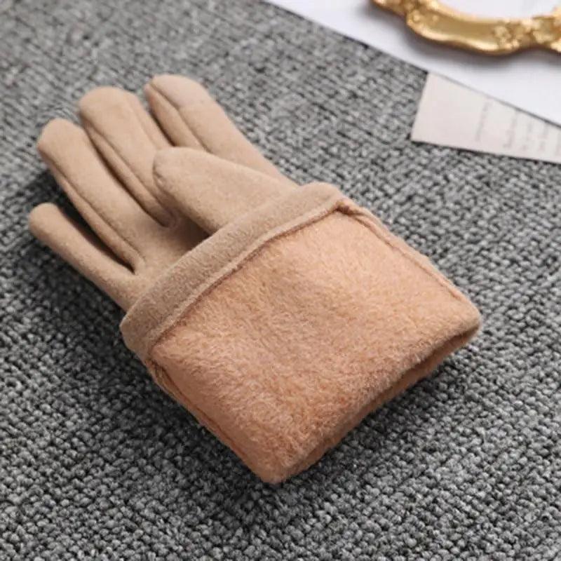 Women's Black Winter Warm Bow Style Gloves