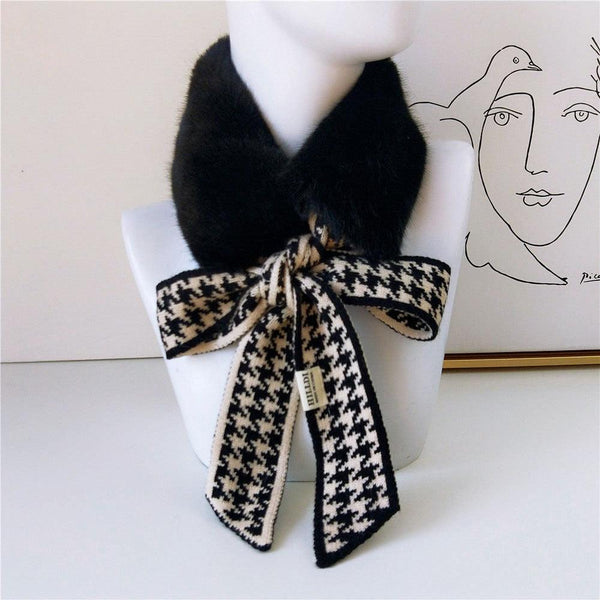 Women's Faux Fur Knitted Neck Warmer Winter Scarf