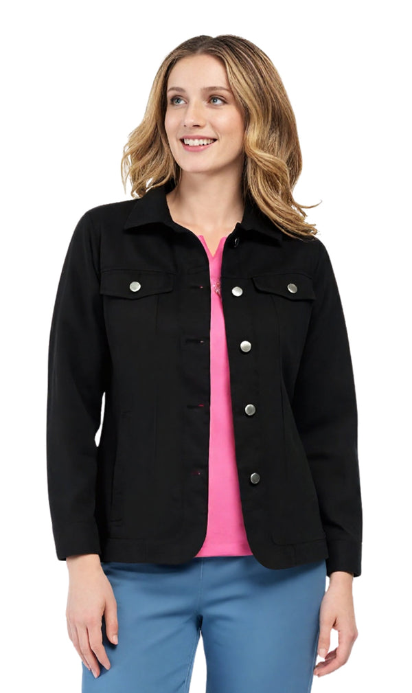 Women's Button Front Brushed Twill Jacket Collar