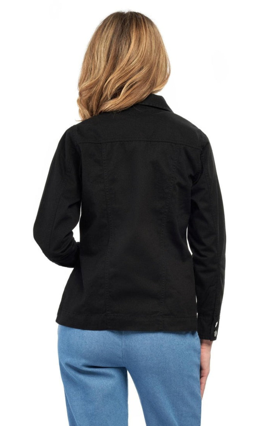 Women's Button Front Brushed Twill Jacket Collar