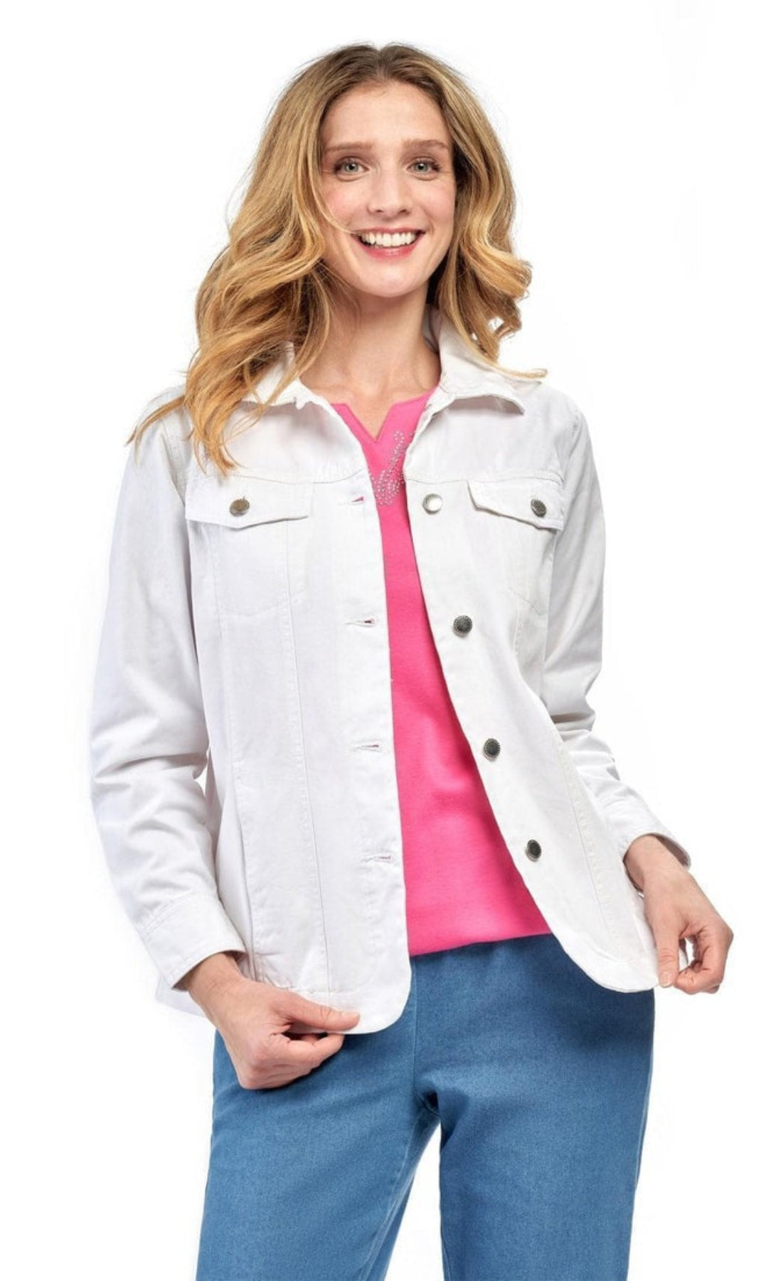 Women's Button Front Brushed Twill Jacket Collar