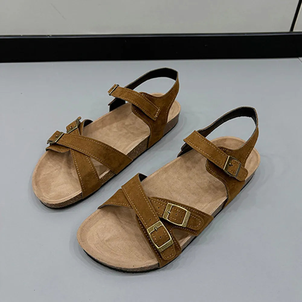 Women's Open Toe Flat Buckle Casual Sandals