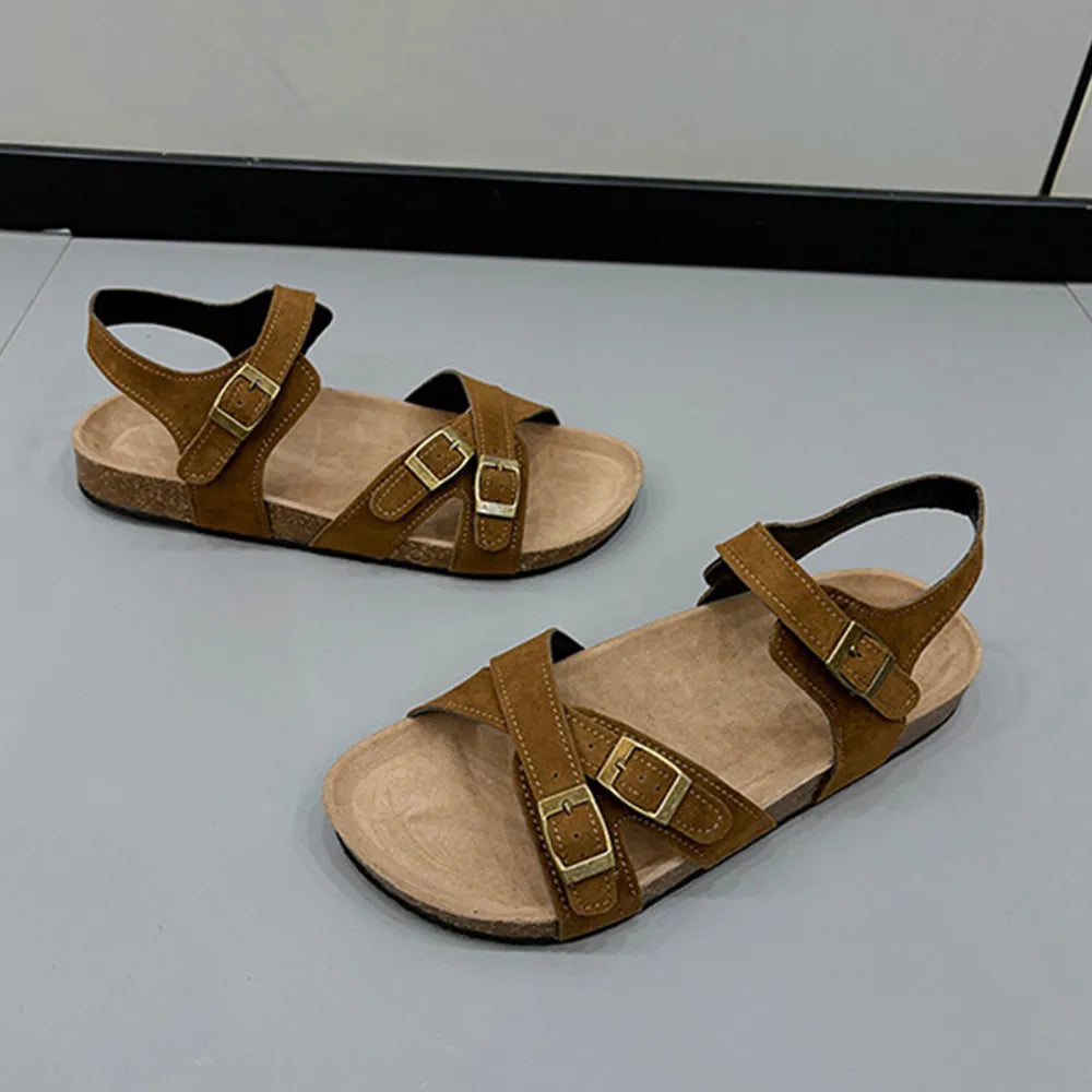 Women's Open Toe Flat Buckle Casual Sandals