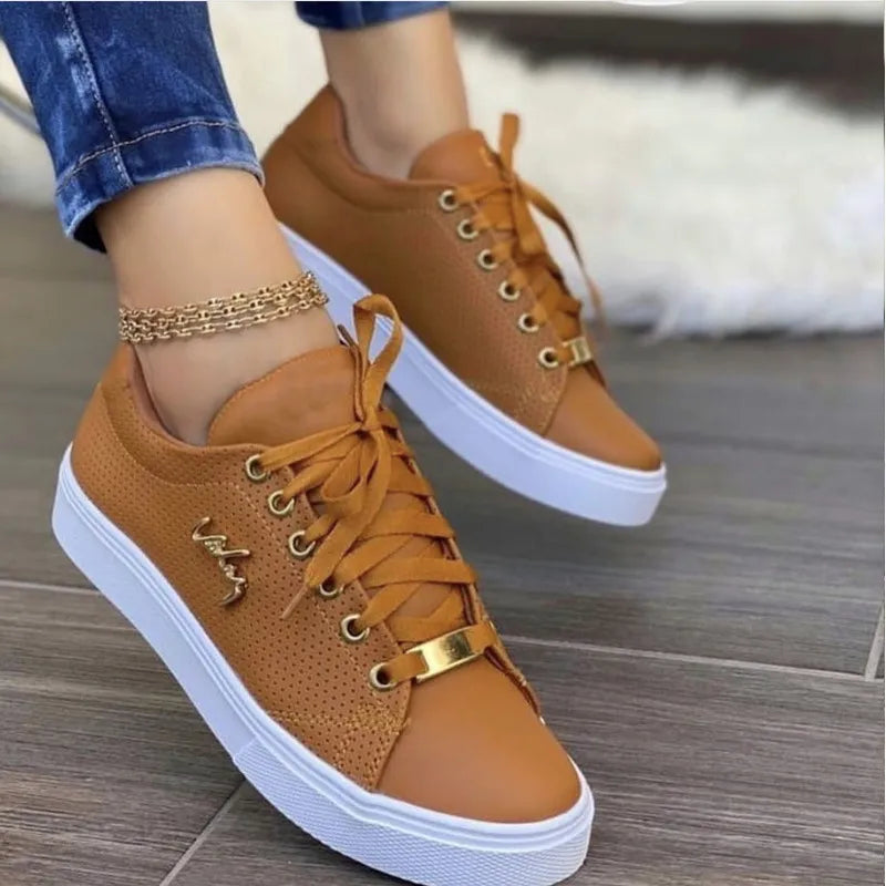 Women's Round Toe Lace Up Casual Sneakers