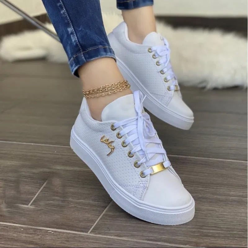 Women's Round Toe Lace Up Casual Sneakers