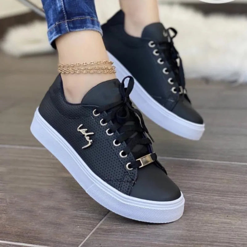 Women's Round Toe Lace Up Casual Sneakers