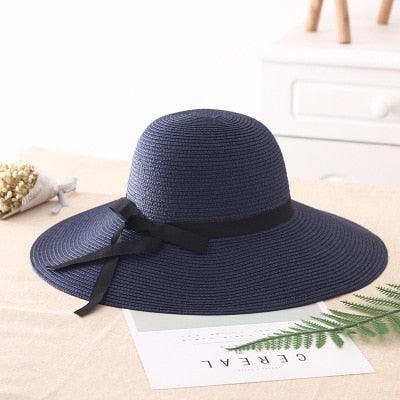 Women's Foldable Wide Brim Straw Summer Sun Hat