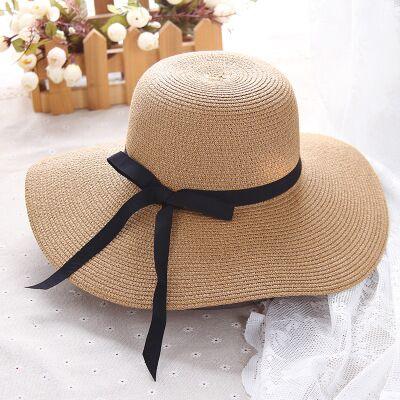 Women's Foldable Wide Brim Straw Summer Sun Hat