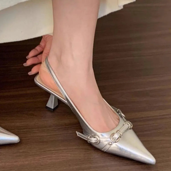 Women's Spring Summer Buckle Toe Cap Backless Sandals
