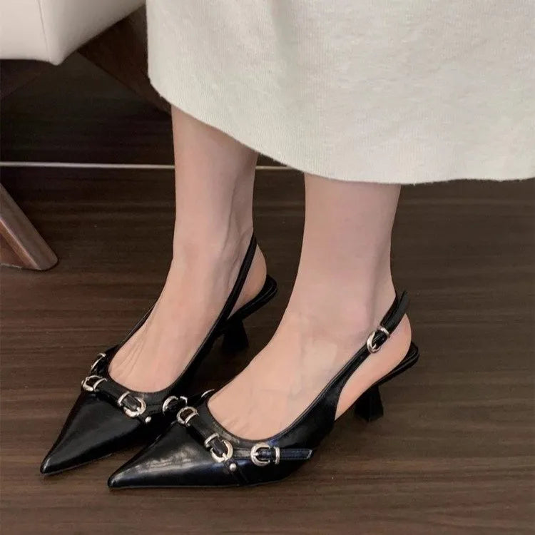 Women's Spring Summer Buckle Toe Cap Backless Sandals