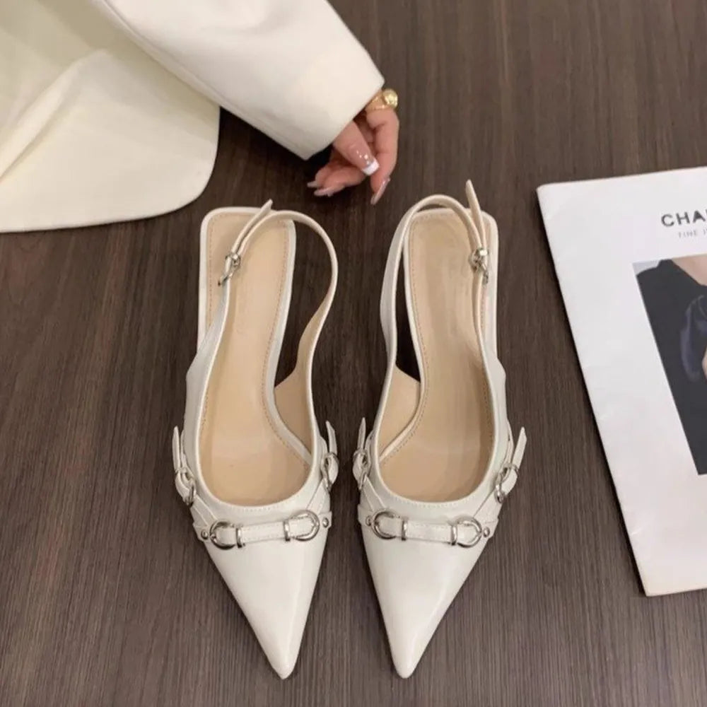 Women's Spring Summer Buckle Toe Cap Backless Sandals