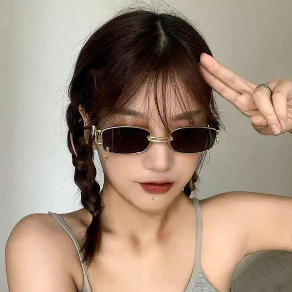 Unisex Vintage Square Metal Frame Fashion Sunglasses